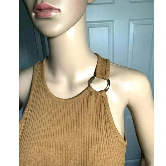 NWT Francesca's Womens Medium Beige Tank Dress Sleeveless Ribbed Knit Midi - Picture 7 of 14